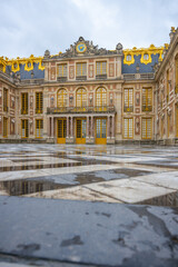 Paved Courtyard of Chateau Versailles near Paris, France