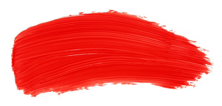 Shiny red brush watercolor painting isolated on transparent background. watercolor png