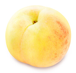 Pink Peach on White background with clipping path, Peach fruit isolated on white background.