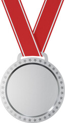 3D Render Silver Medal With Ribbon