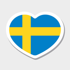 Flag of Sweden icon. Vector heart sticker. Best for mobile apps, UI and web design.