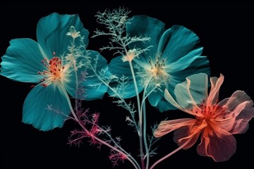 bloom leaf beautiful background ai nature spring flower blossom floral xray. Generative AI.