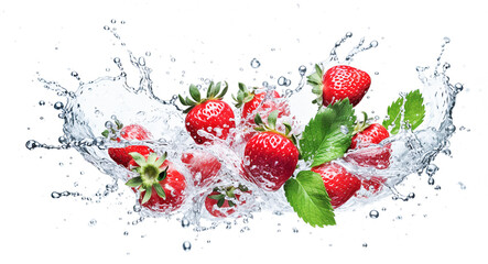 AI generative. Fresh strawberries with water splash