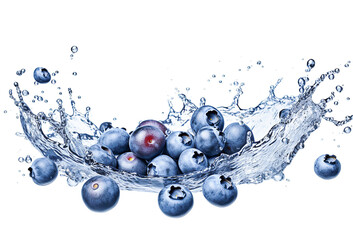 AI generative. Fresh Blueberries with water splash