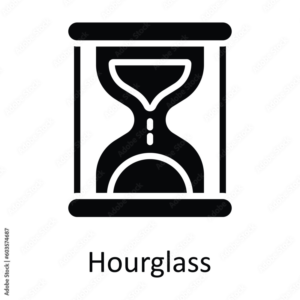 Poster hourglass vector outline icon design illustration. work in progress symbol on white background eps 1