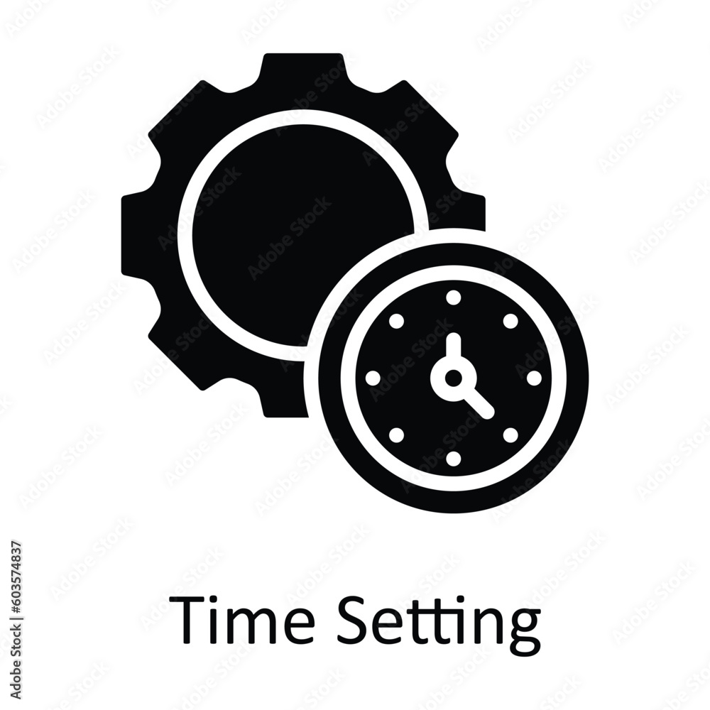 Poster time setting vector outline icon design illustration. work in progress symbol on white background ep