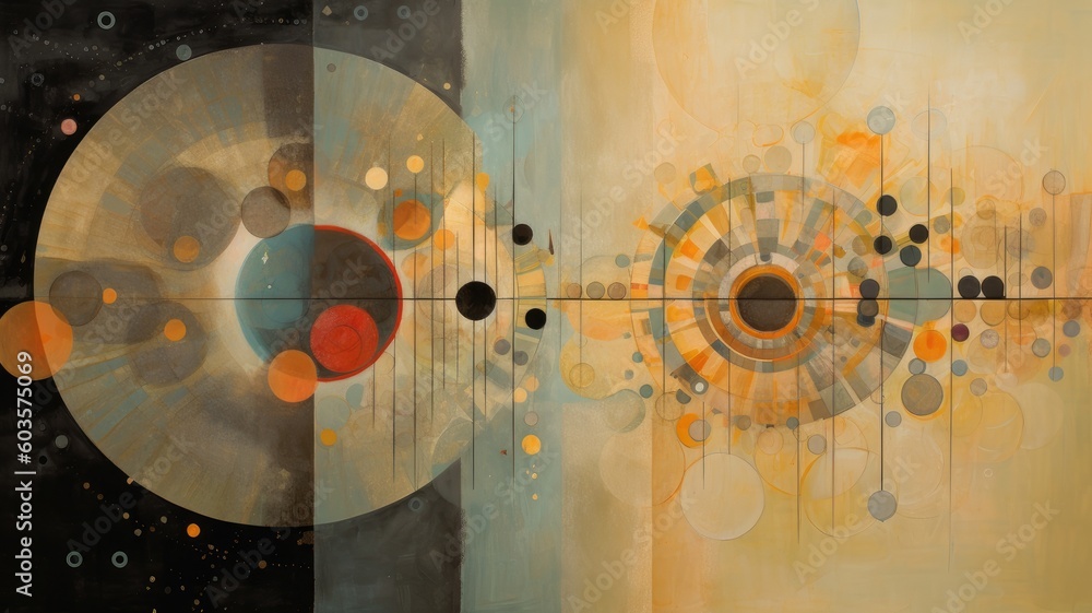 Aufkleber abstract circle in time circles in deep circle , generative ai