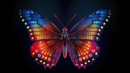 a butterfly with multiple pixels vivid color, Generative AI