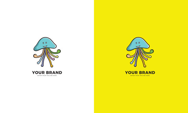 Jellyfish mascot design, logo, iconic, vector graphic