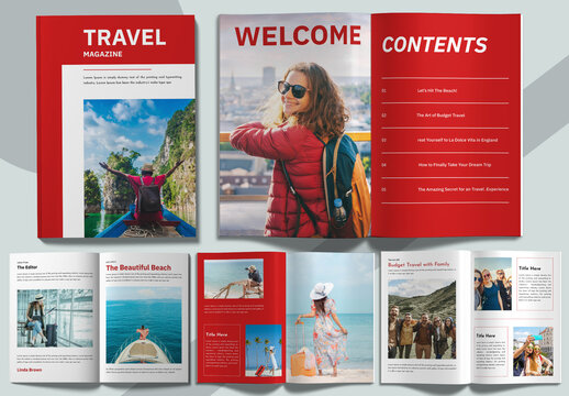 Travel Magazine With Red Color Theme