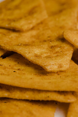 Mexican nachos chips, isolated on white background