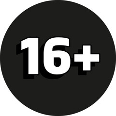 16 plus or 16+ age limit sign