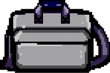 briefcase laptop bag game pixel art retro vector. bit computer travel, handle briefcase laptop bag. old vintage illustration