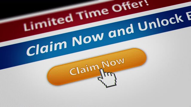 Animated Mouse Cursor Clicking "Claim Now" Button
