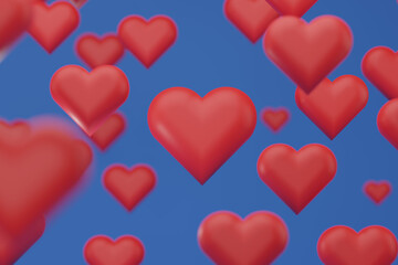A Lot Of Hearts Floating on Blue background.