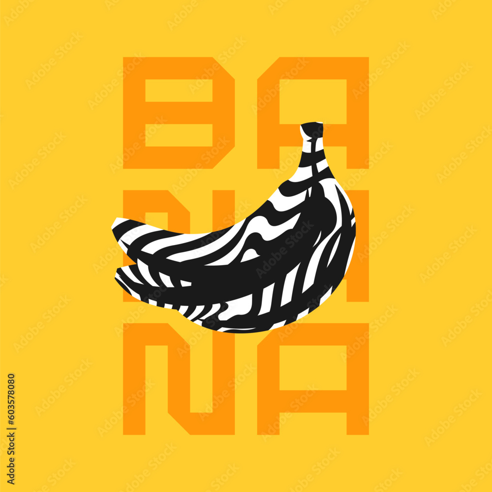 Poster vector graphics in a minimalistic style. illustration of a banana.