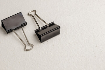 black paper clip isolated on white	
