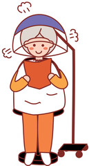 Woman in Hair Salon Reading Magazine Under Hair Steamer