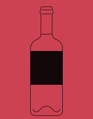 Wine bottle in outline style. Alcoholic beverage icon.