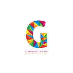 Colorful letter g logo design for business company in low poly art style