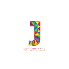 Colorful letter j logo design for business company in low poly art style
