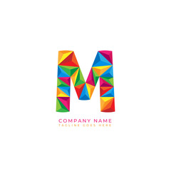 Colorful letter m logo design for business company in low poly art style