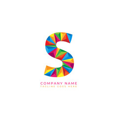 Colorful letter s logo design for business company in low poly art style