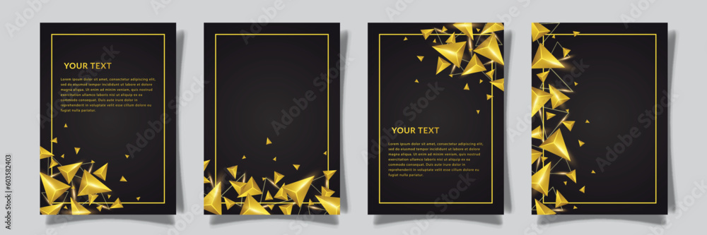 Wall mural futuristic cover set collection vector with golden triangle abstract element light effect