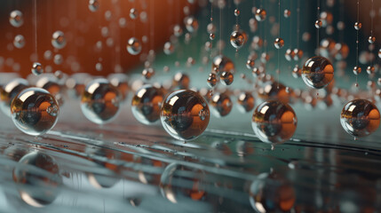 Mercury Mirage: Captivating Droplets on a Reflective Surface. Generative AI