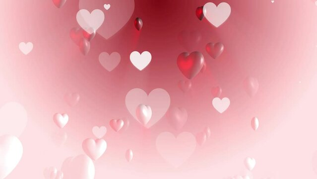 Flowing valentine`s heart bubbles on pink background