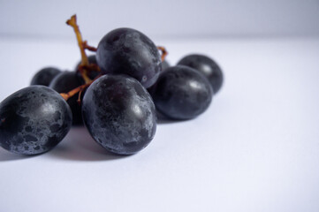 fresh black grapes for wine on a white background