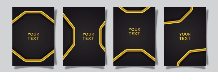 modern cover design collection vector graphic, black gold color