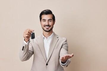 car man hand service smile auto business beard key buy holding