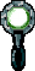 Obraz premium lens magnifying glass game pixel art retro vector. bit lens magnifying glass. old vintage illustration