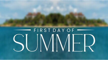 First day of Summer, Summertime season background with hand lettering and Summer orange leaves and flower for business