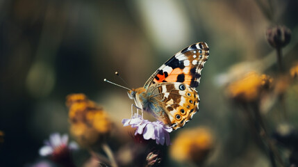 Obraz premium Colorful butterfly sitting on a plant, Generative AI
