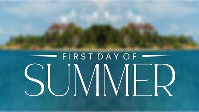 First day of Summer, Summertime season background with hand lettering and Summer orange leaves and flower for business