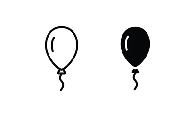 Fotobehang Balloon icon line and flat birthday baloon sign. Celebration, internet concept. ballon icon vector symbol logo illustration line editable stroke flat design style isolated on white © Aygun