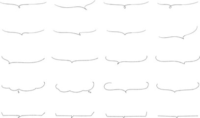 かわいい手書きの下線ふきだしセット　黒　白黒 Hand Drawn Speech Bubble Images black