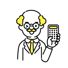 かわいい人物のイラストシリーズ _ 博士_シニア _ 計算