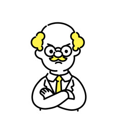 かわいい人物のイラストシリーズ _ 博士_シニア _ 怒る