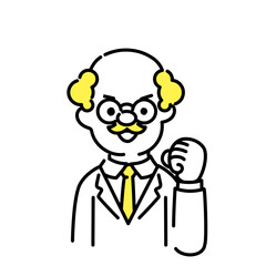 かわいい人物のイラストシリーズ _ 博士_シニア _ ガッツポーズ
