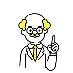かわいい人物のイラストシリーズ _ 博士_シニア _ 指差し
