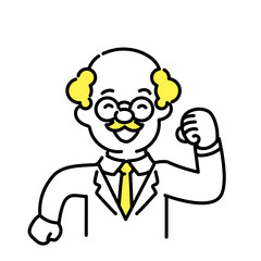 かわいい人物のイラストシリーズ _ 博士_シニア _ 歩く