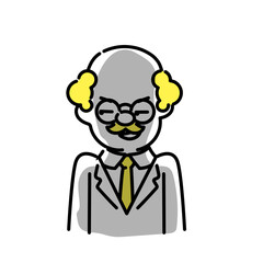 かわいい人物のイラストシリーズ _ 博士_シニア _ 企む