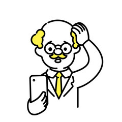 かわいい人物のイラストシリーズ _ 博士_シニア _ 戸惑う