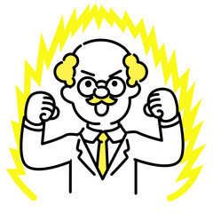 かわいい人物のイラストシリーズ _ 博士_シニア _ やる気