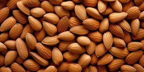 Organic Almonds. Brown Nut Texture in Closeup. Healthy Food. Generative AI illustrations.