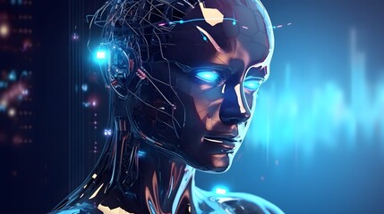 AI and Machine Learning Concept - Chatbot Software, Big Data, Blockchain System, and Neuralink with Smart Brain