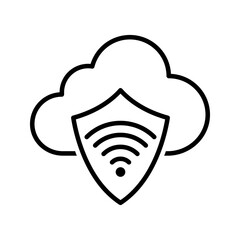 cloud with internet shield security icon vector